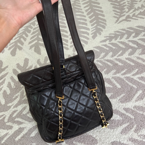 Chanel Chocolate Brown Vintage Lambskin Backpack - Picture 6 of 15